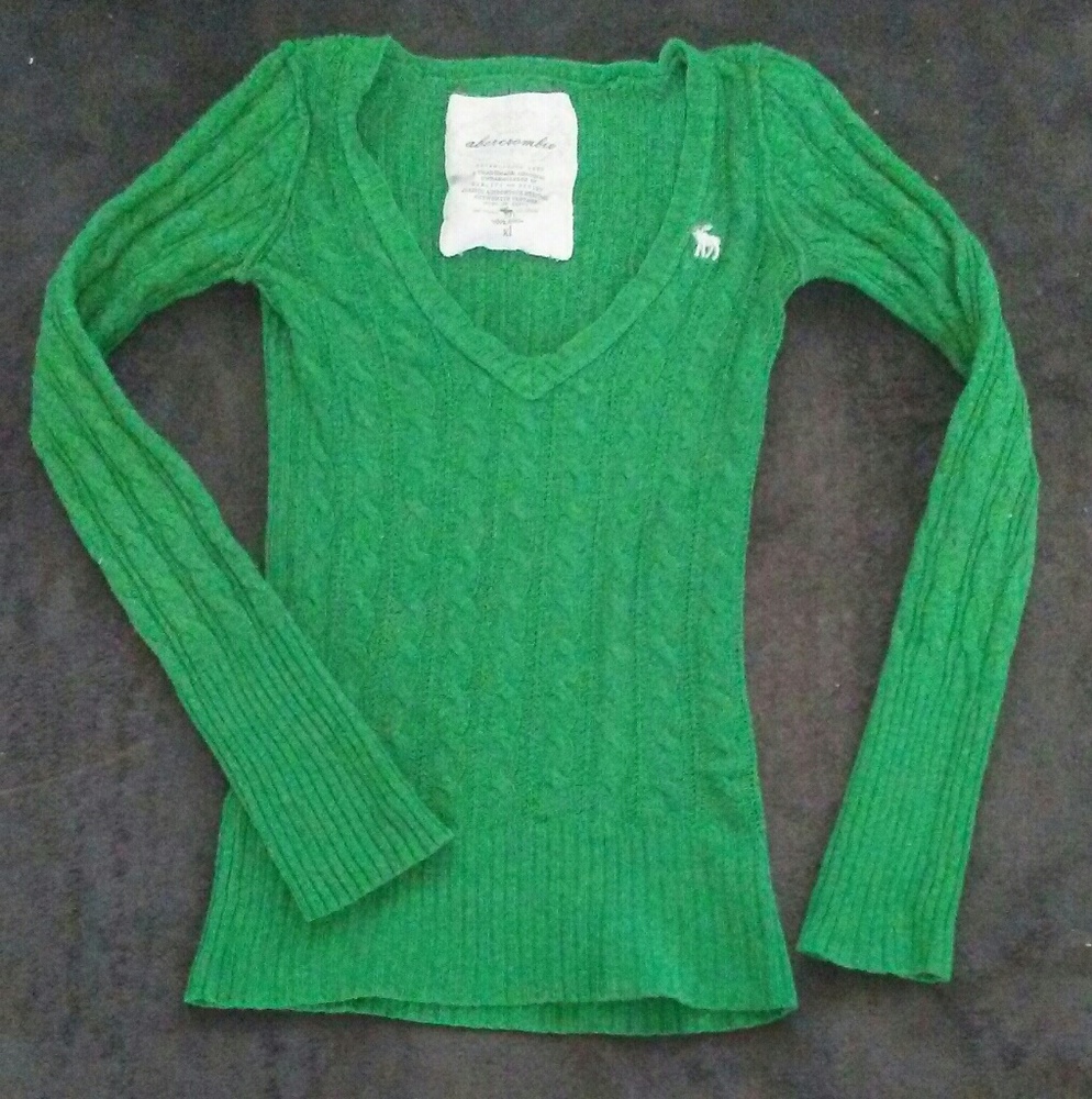 Green Abercrombie V Neck Sweater
